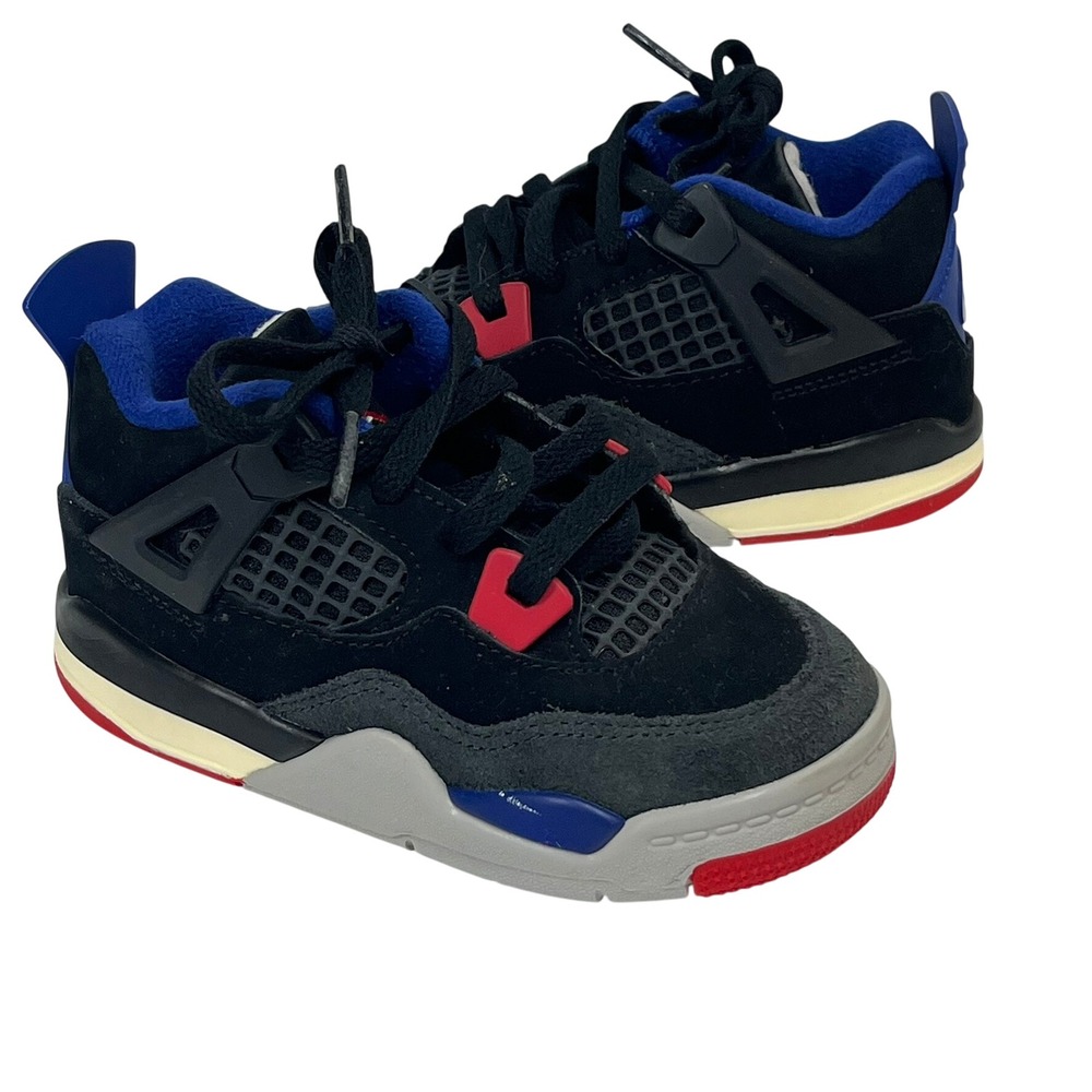 Jordan Air Jordan 4 Retro Toddler Size 9C Black Blue Red IB4387-003 Sneakers